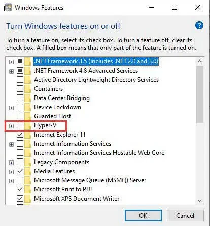 Disable Hyper V