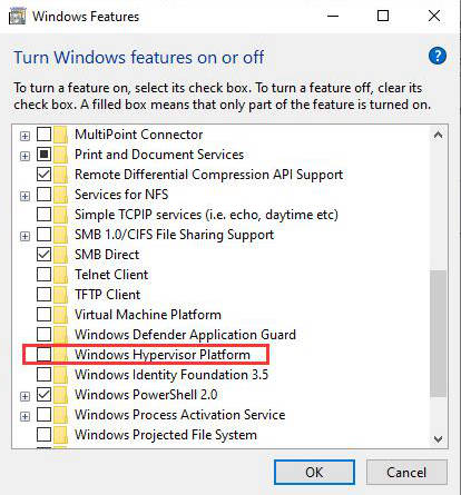 Disable Windows Hypervisor Platform