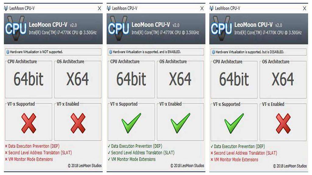 use leomoon cpu v to check vt