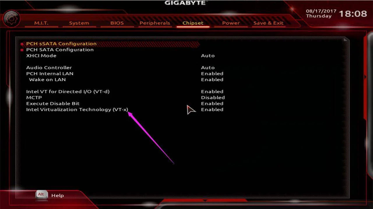كيفية تمكين المحاكاة الافتراضية (VT) على أجهزة الكمبيوتر واللوحة الأم من   GIGABYTE