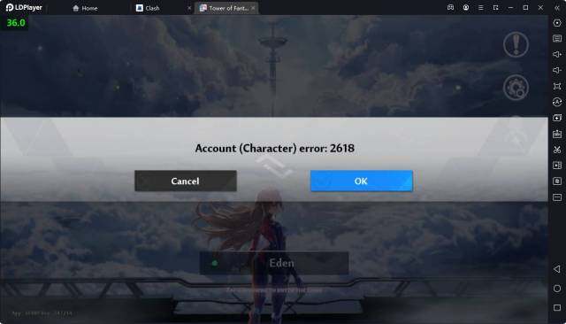 حل مشكلة " Account (Character) error: 2618" في لعبة Tower of Fantasy