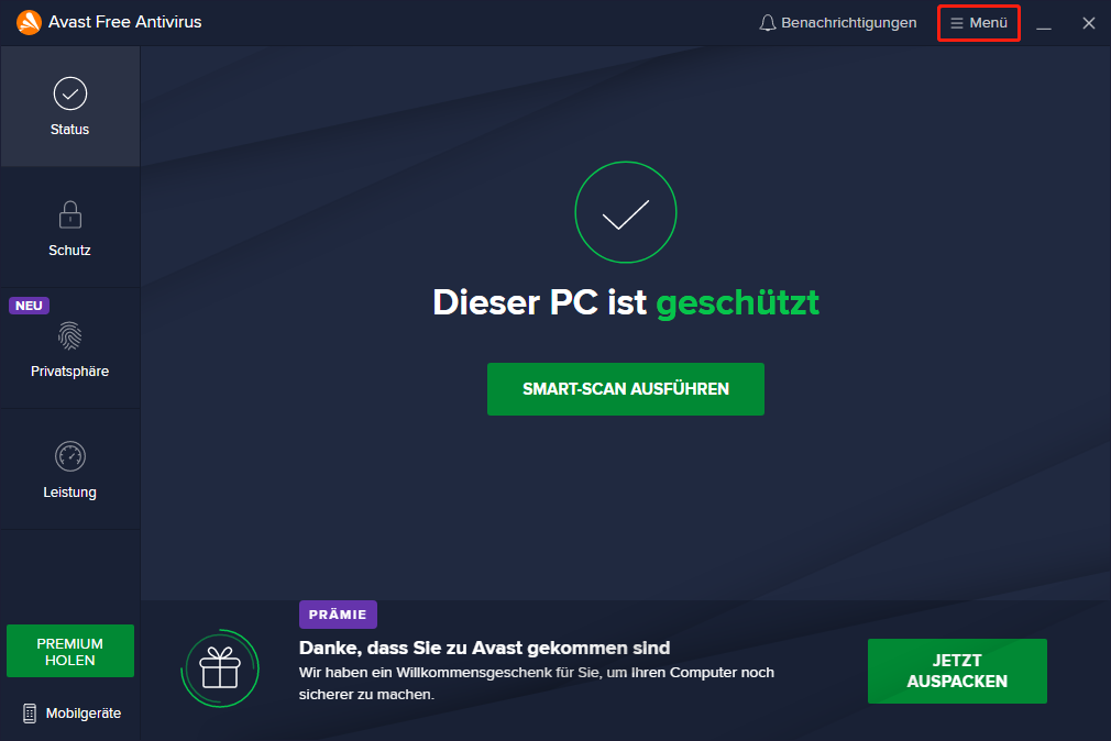 Deaktiviere die hardwareunterstützte Virtualisierung in Avast, um die Geschwindigkeit zu erhöhen