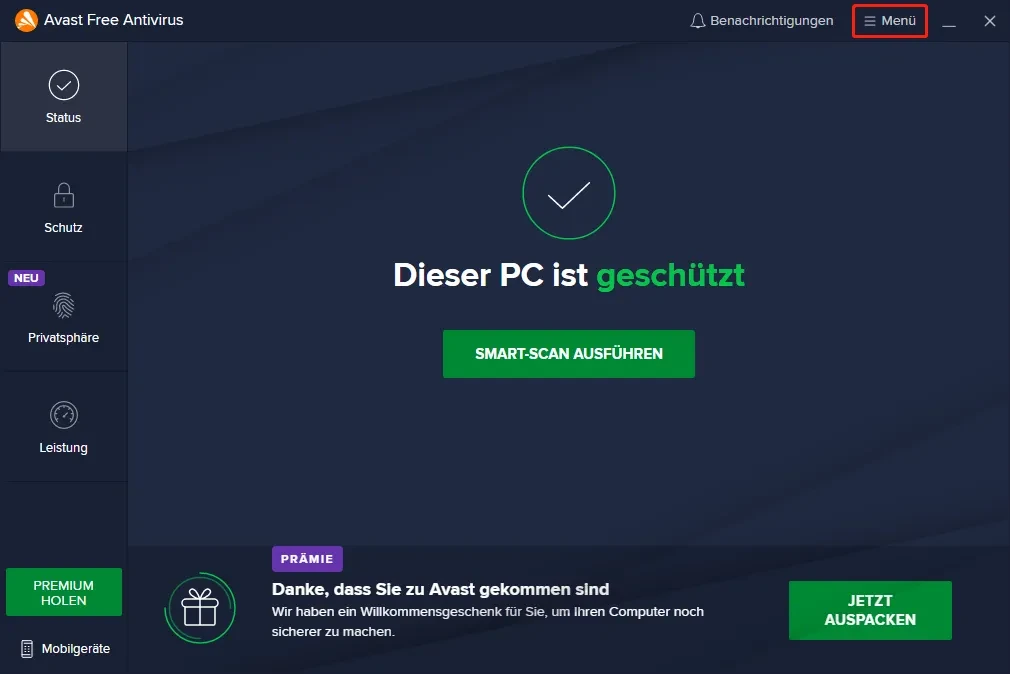 Deaktiviere die hardwareunterstützte Virtualisierung in Avast, um die Geschwindigkeit zu erhöhen