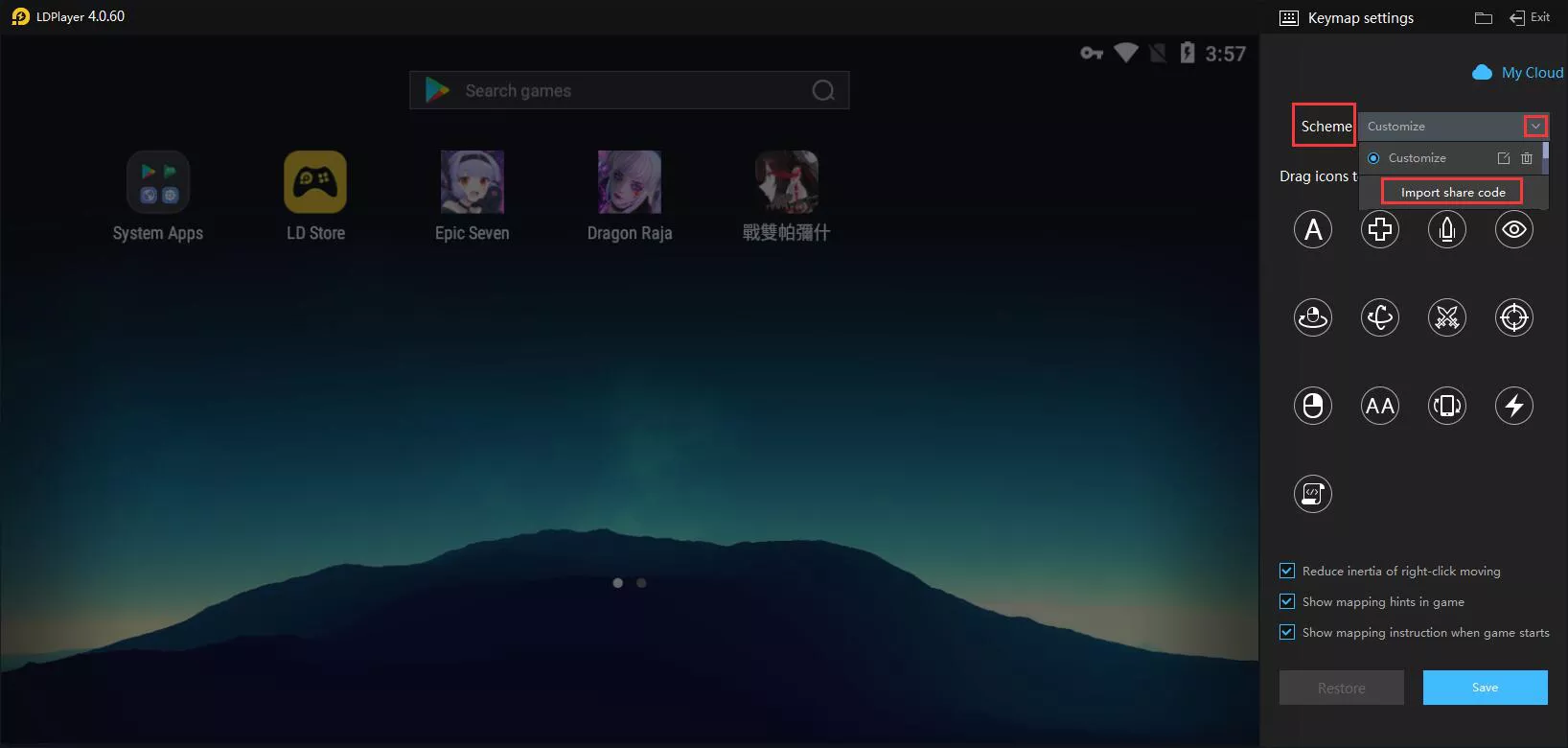 Import Share Code of Keymap on LDPlayer