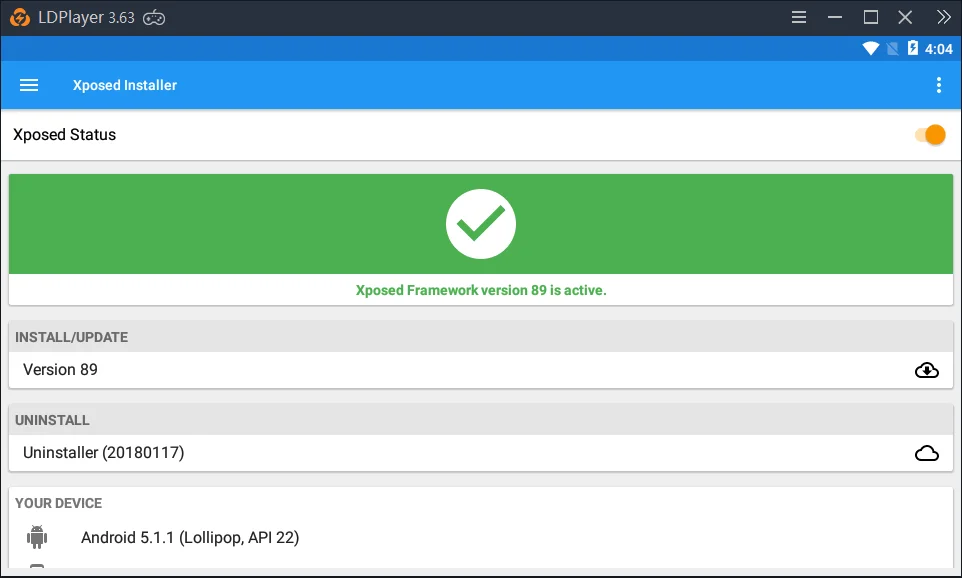 Set up Xposed Installer on your LDPlayer