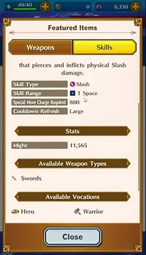 DQ Dai: A Hero's Bonds Weapon Stats