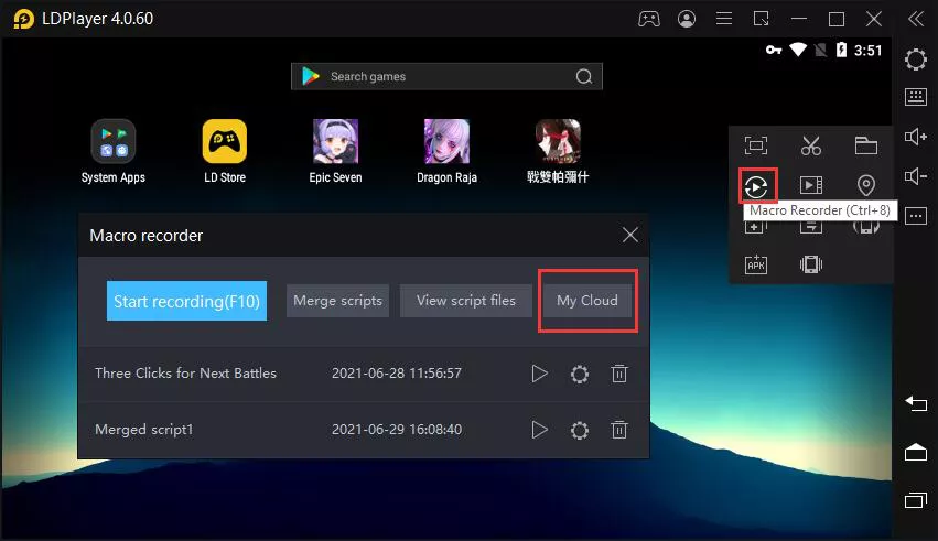 Access Cloud Service on LDPlayer