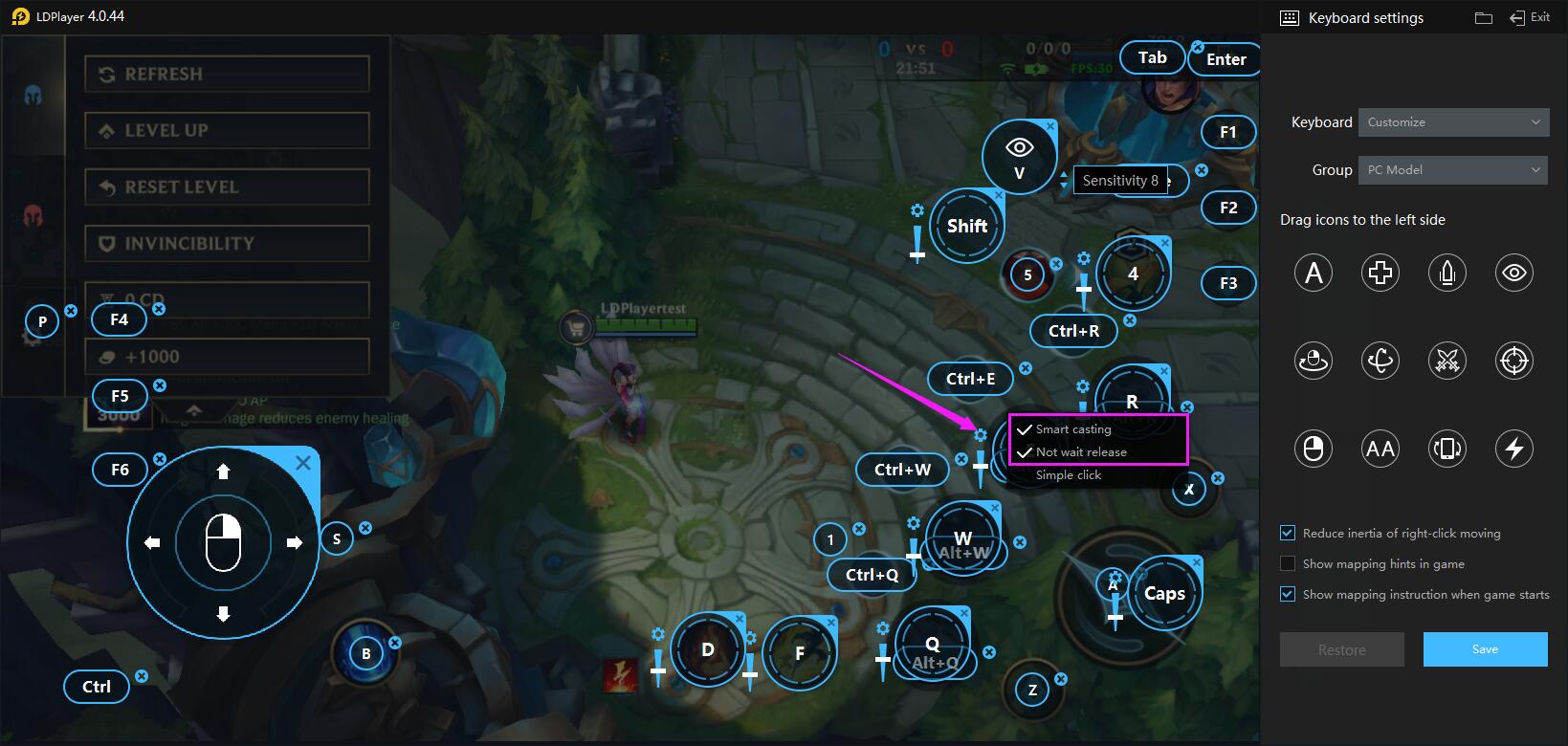 A detailed introduction to key mapping of League of Legends: Wild Rift