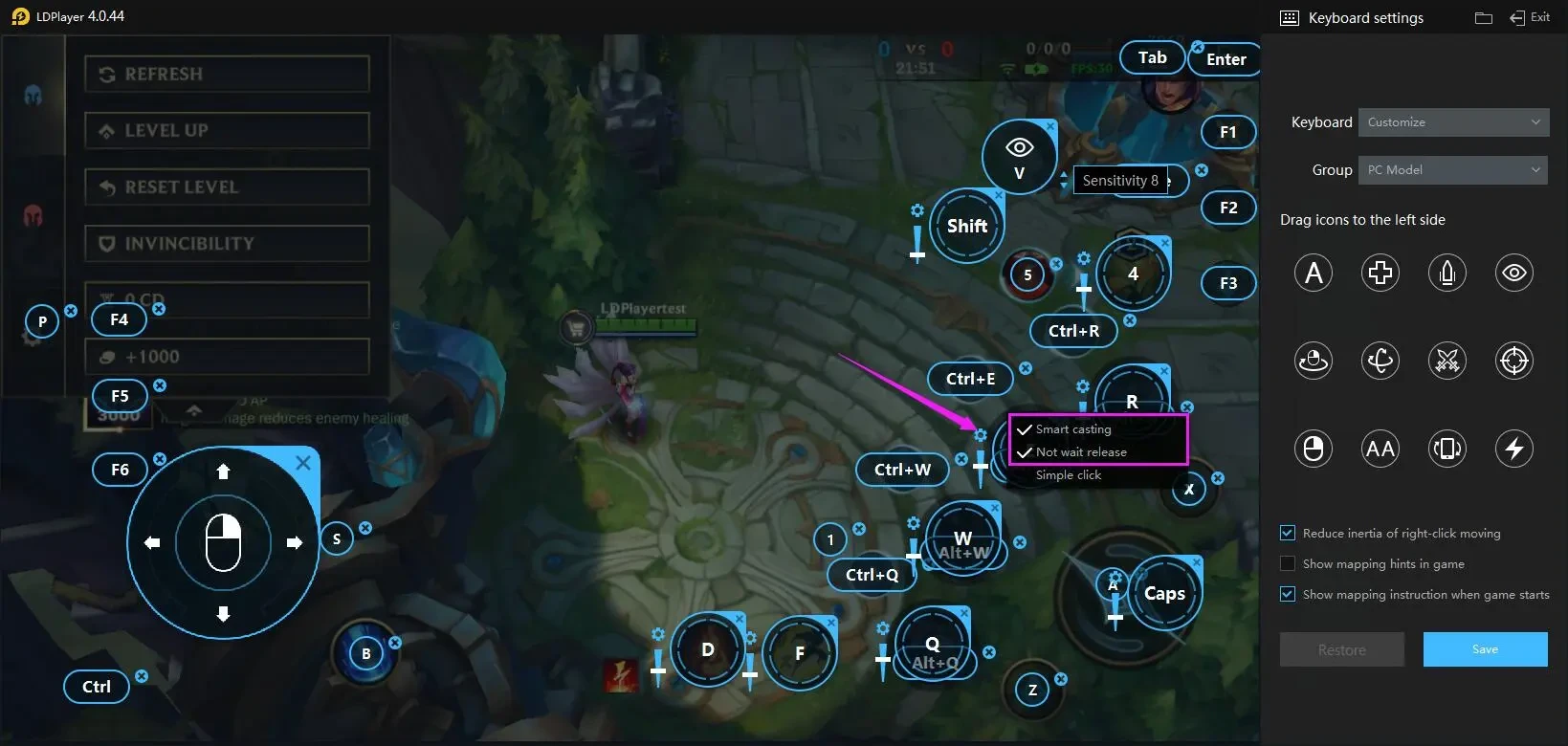 A detailed introduction to key mapping of League of Legends: Wild Rift