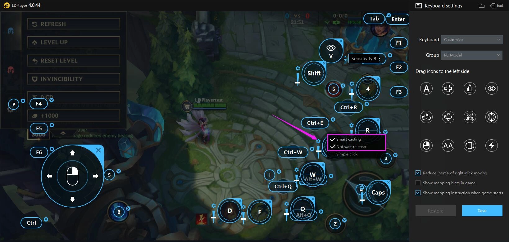 A detailed introduction to key mapping of League of Legends: Wild Rift