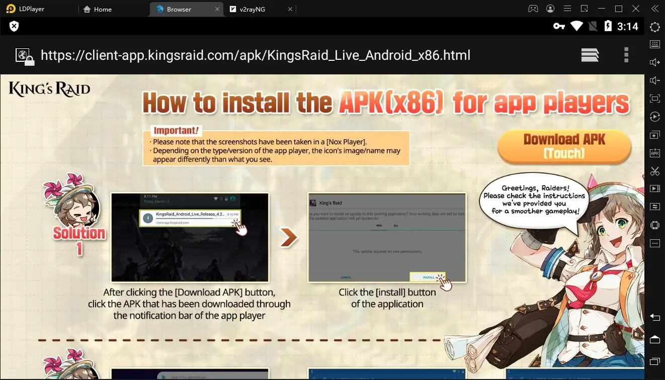 How to install the APK (x86) of KING`s RAID for LDPlayer