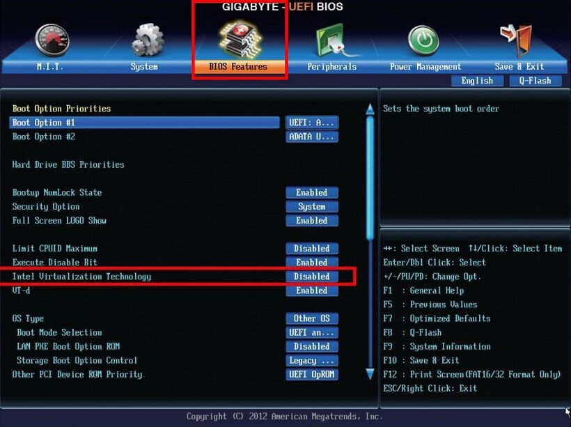 Enable Virtualization Technology (VT) on GIGABYTE computer and motherboard