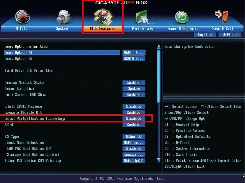 Enable Virtualization Technology (VT) on GIGABYTE computer and motherboard