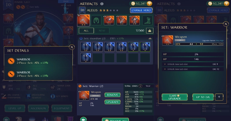 Gemstone Legends set pieces and artifacts