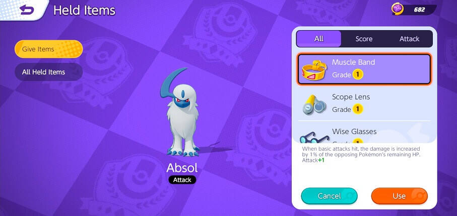 Pokemon unite absol held item guide