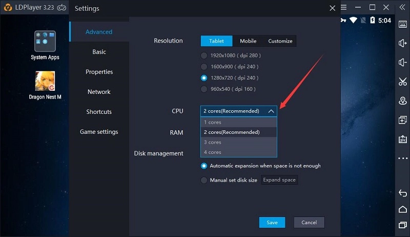 How to increase the CPU and RAM of LDPlayer