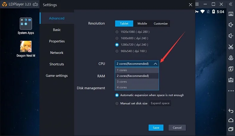 How to increase the CPU and RAM of LDPlayer