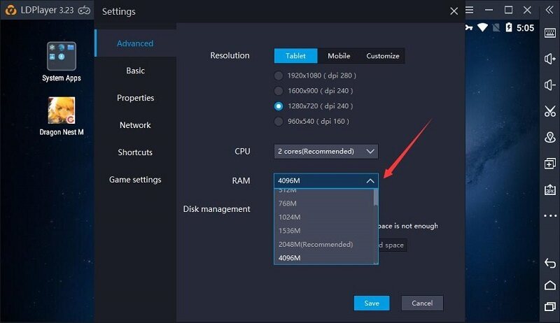 How to increase the CPU and RAM of LDPlayer