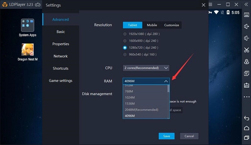 How to increase the CPU and RAM of LDPlayer