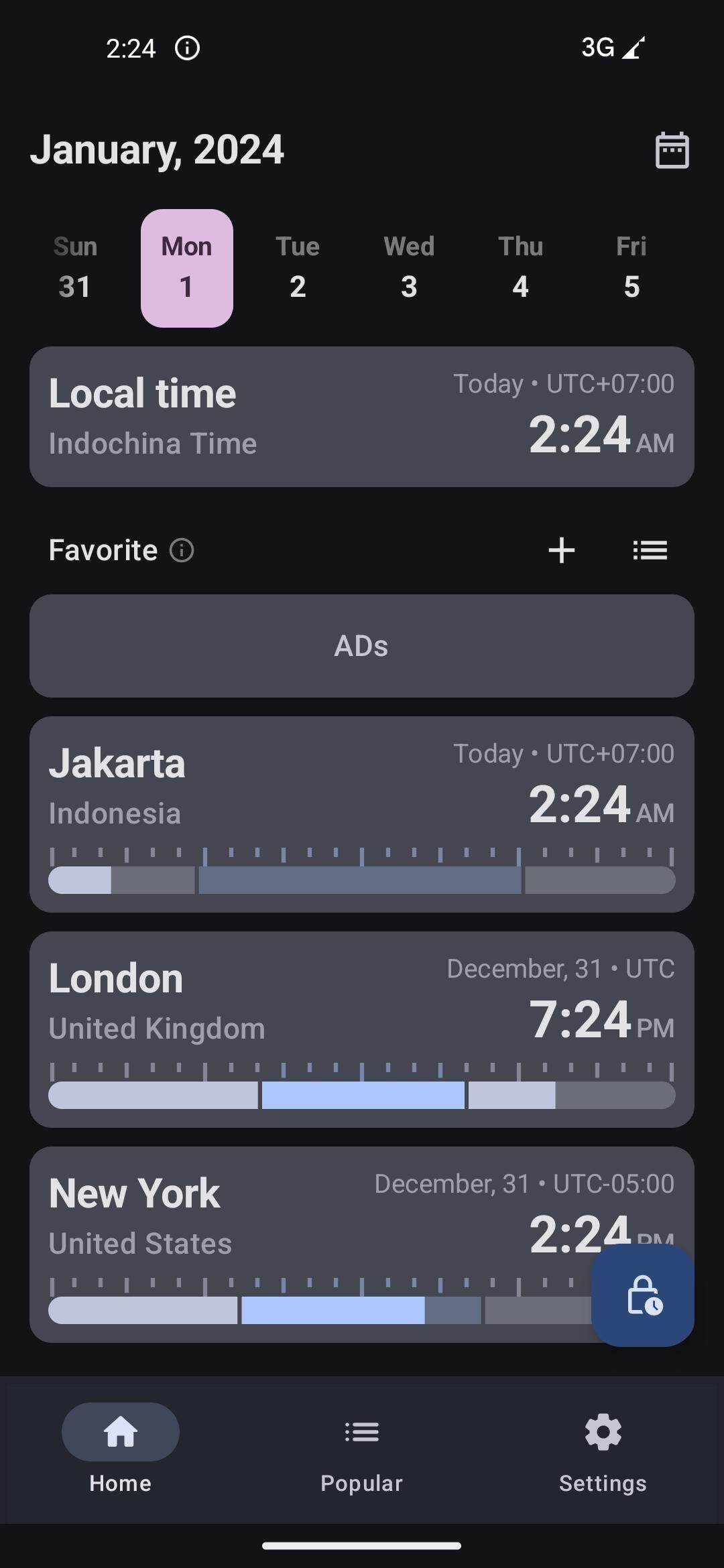 WorldTime: World Clock, Widget