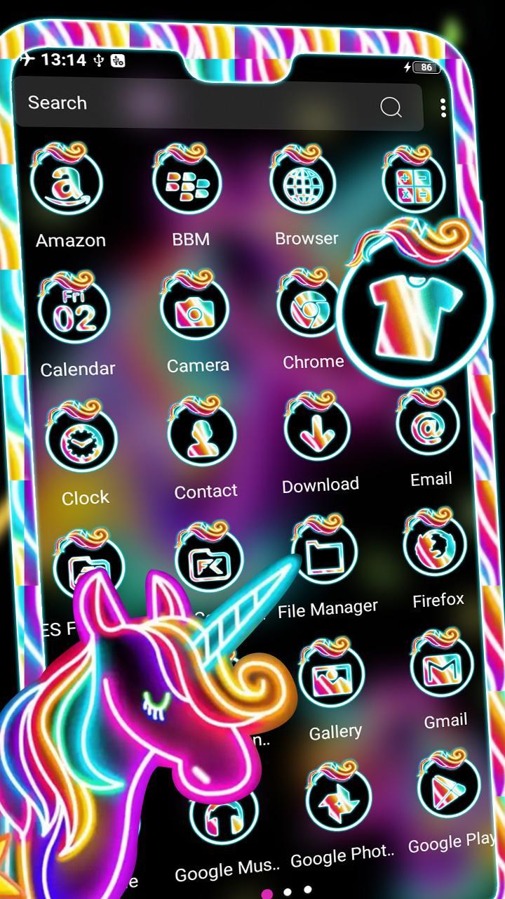 Neon Colorful Unicorn Theme