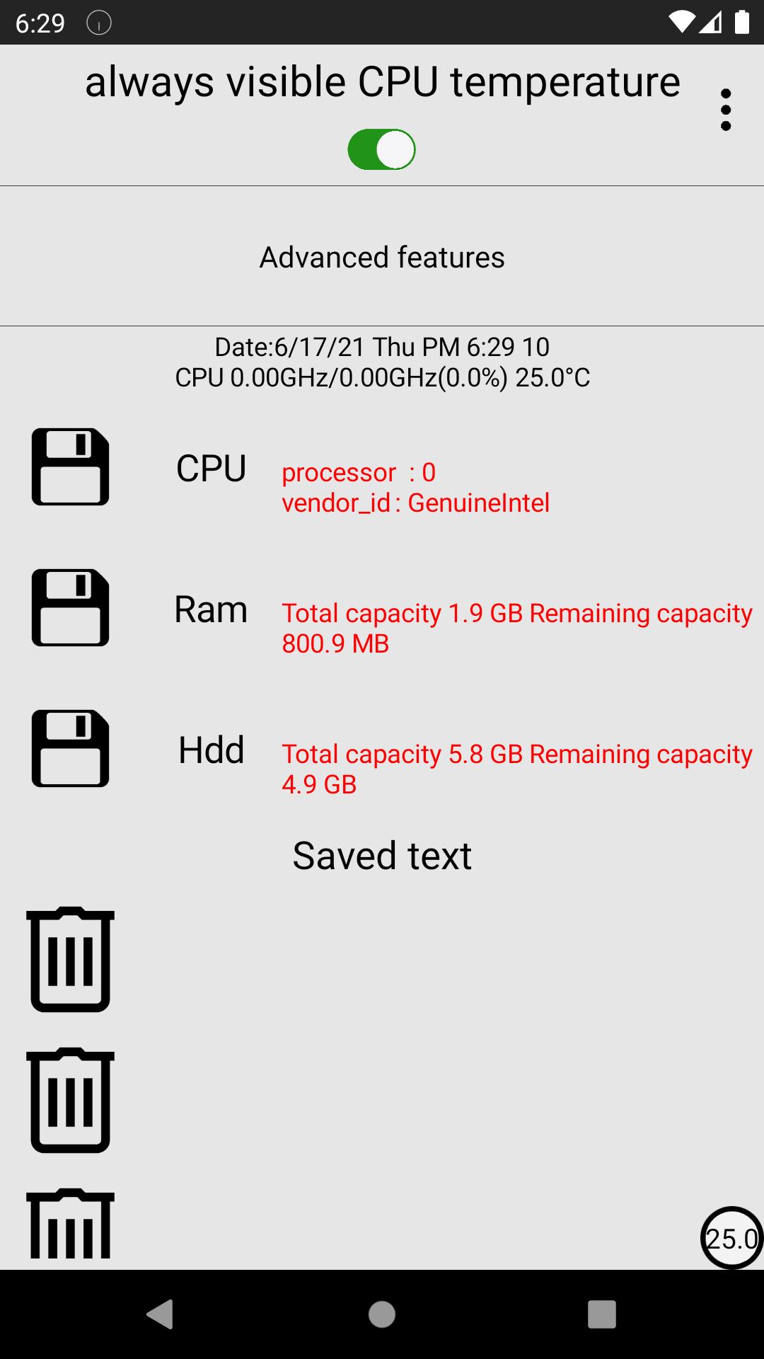 always visible CPU temperature