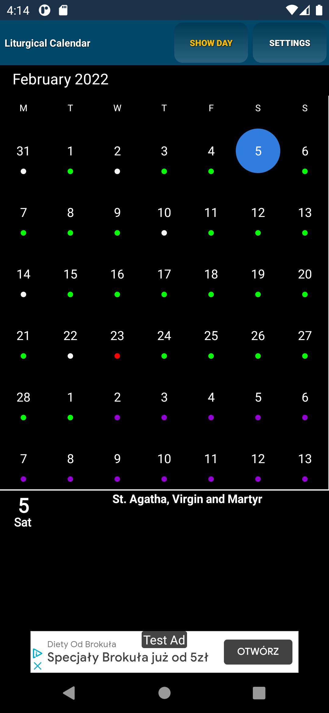 Liturgical Calendar