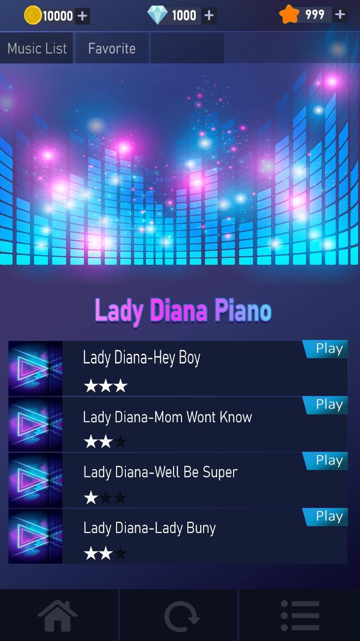 Lady Diana Piano Tiles Game