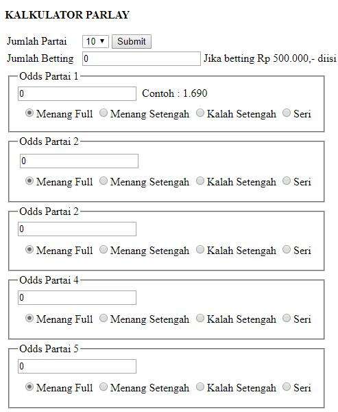 Kalkulator Hitung Parlay