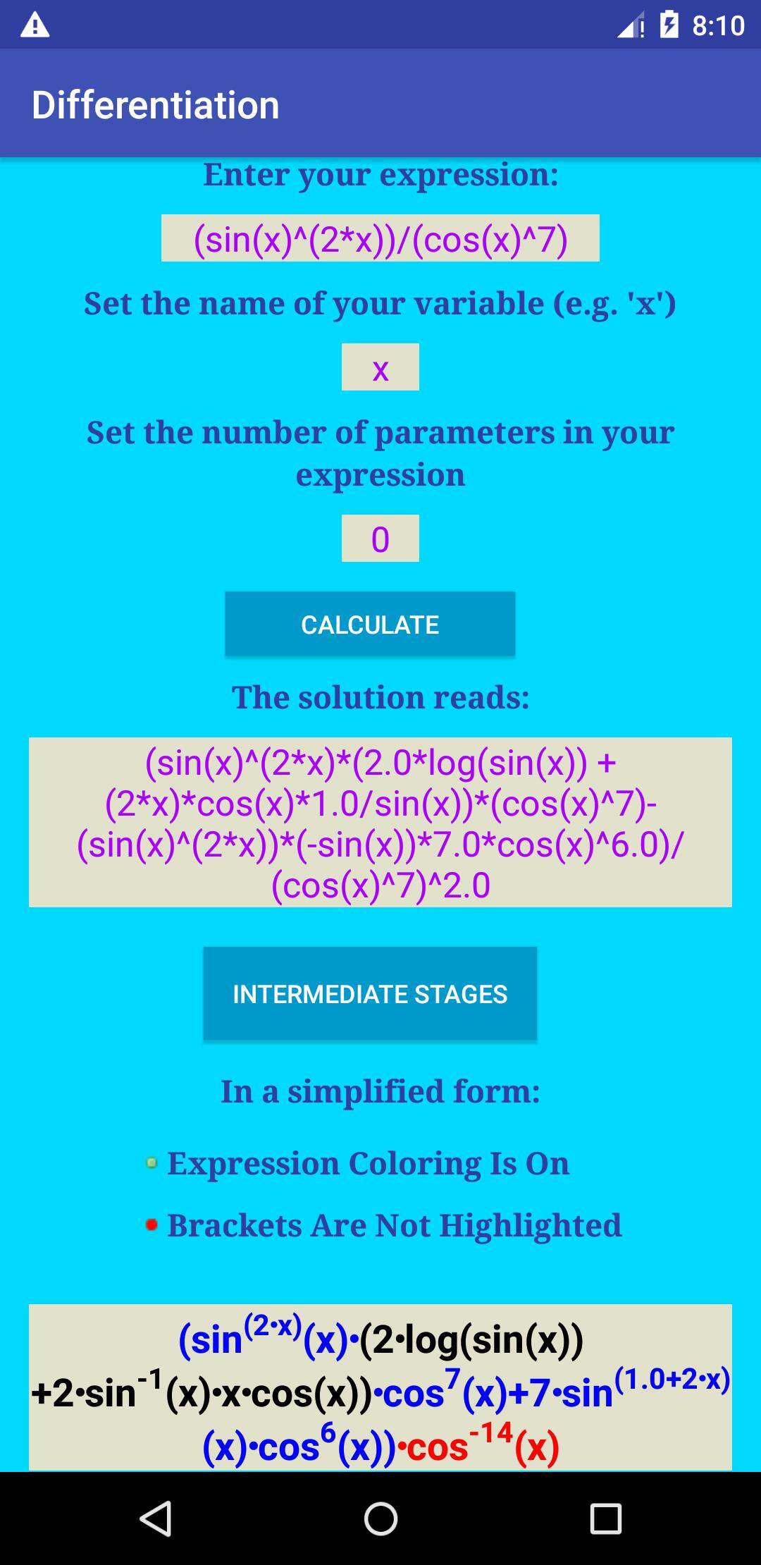 Differentiation Calculator