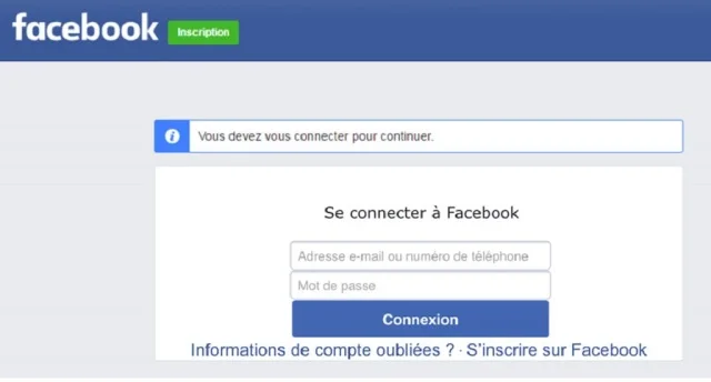 Impossible de se connecter à Facebook