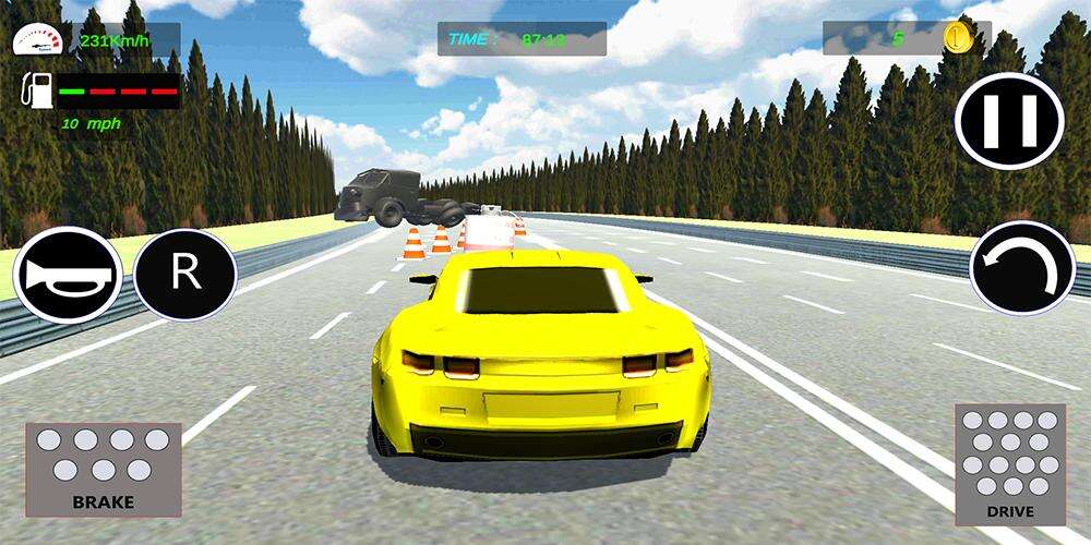 Course de voiture sport en 3D