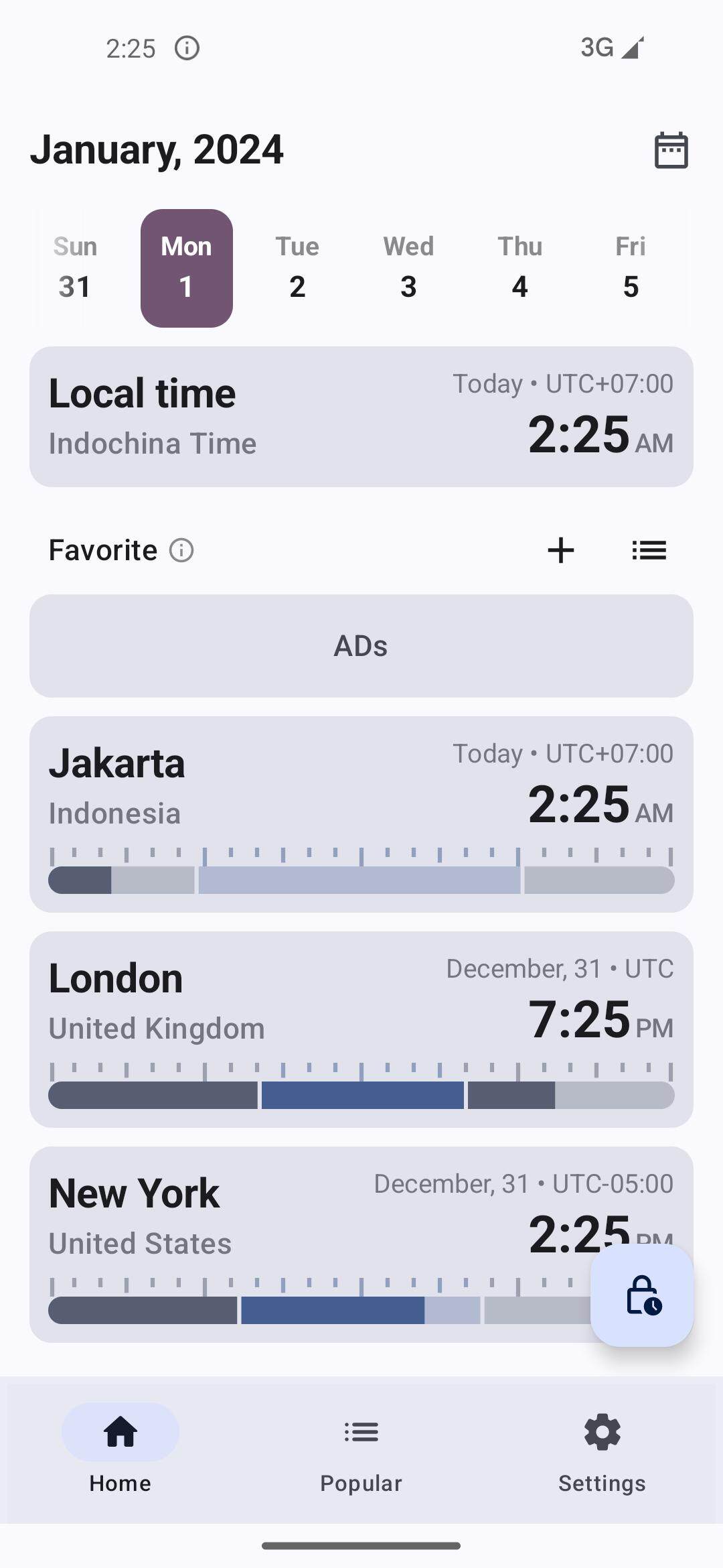 WorldTime: World Clock, Widget