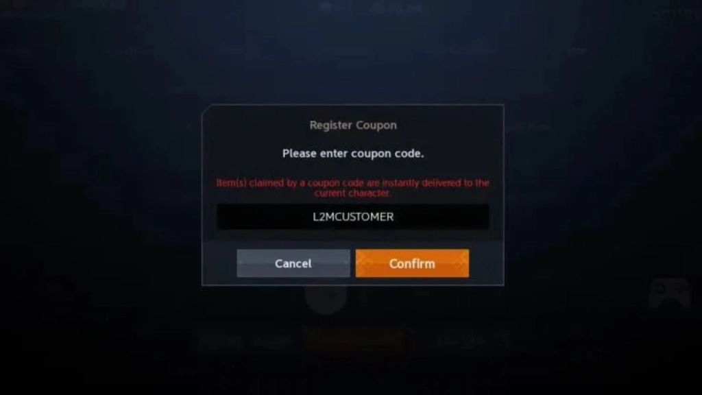 Redeeming Process for the Codes in Lineage2M