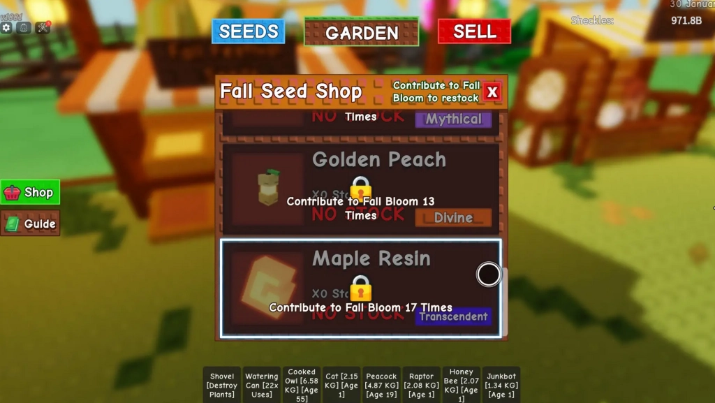 Resina de Maple en Grow a Garden