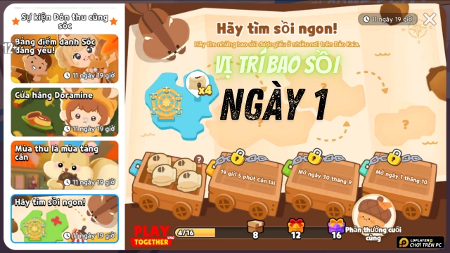 Play Together - VNG: Hướng dẫn thu thập bao sồi ngày 1