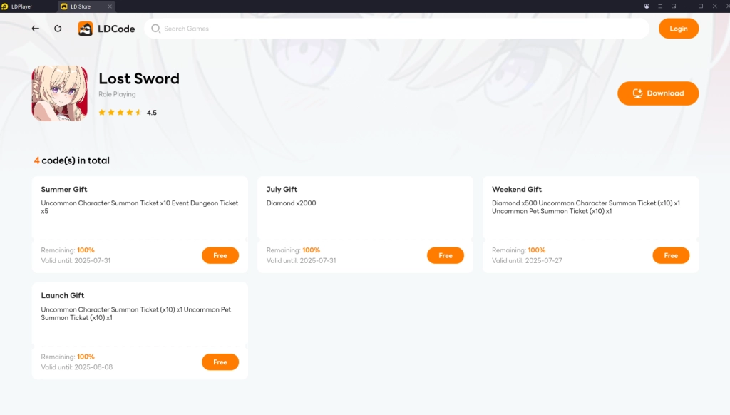 Lost Sword Codes
