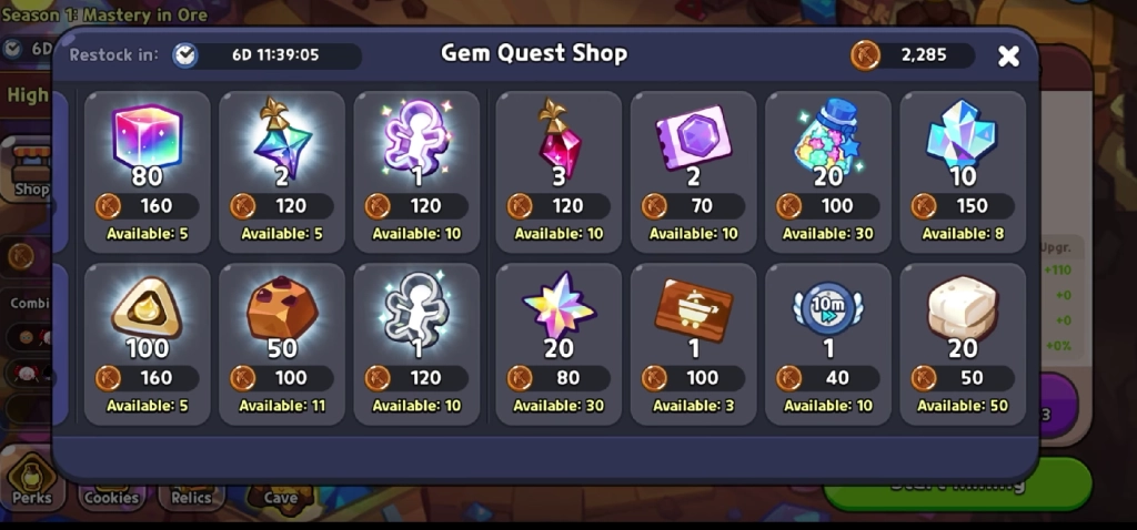 gem quest shop
