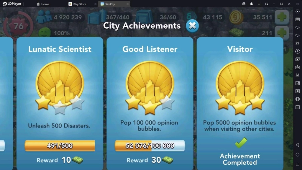 Complete City Achievements
