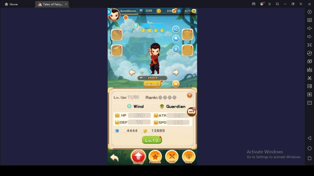 Leveling up Tales of Fairy Empire Heroes