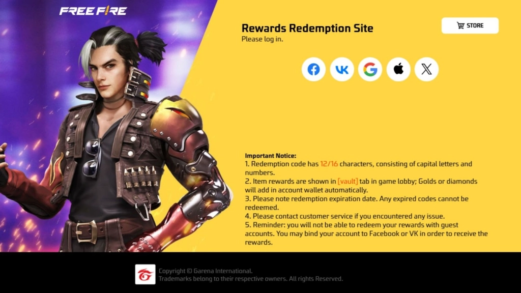 Redeeming Process for the Codes in Free Fire