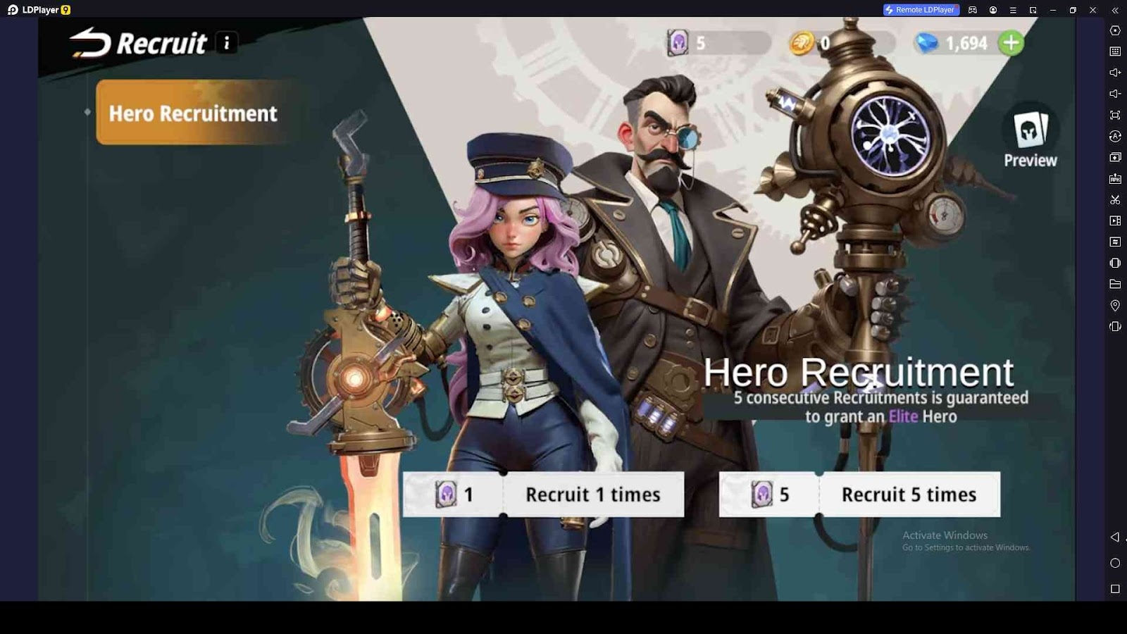 Recruit Heroes in Game of Sky