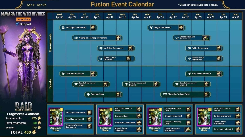 Full Mavara Fusion Event Calendar and Schedule Full Mavara Fusion Event Calendar and Schedule