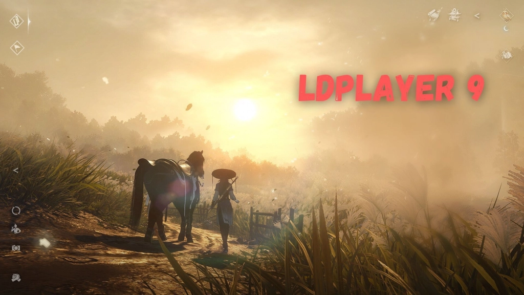 Karakter Sword of Justice sedang berkelana dengan kuda menuju matahari.