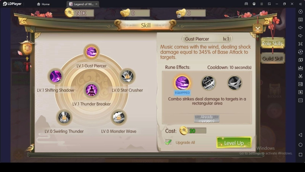 Activate Skills and Level Them Up