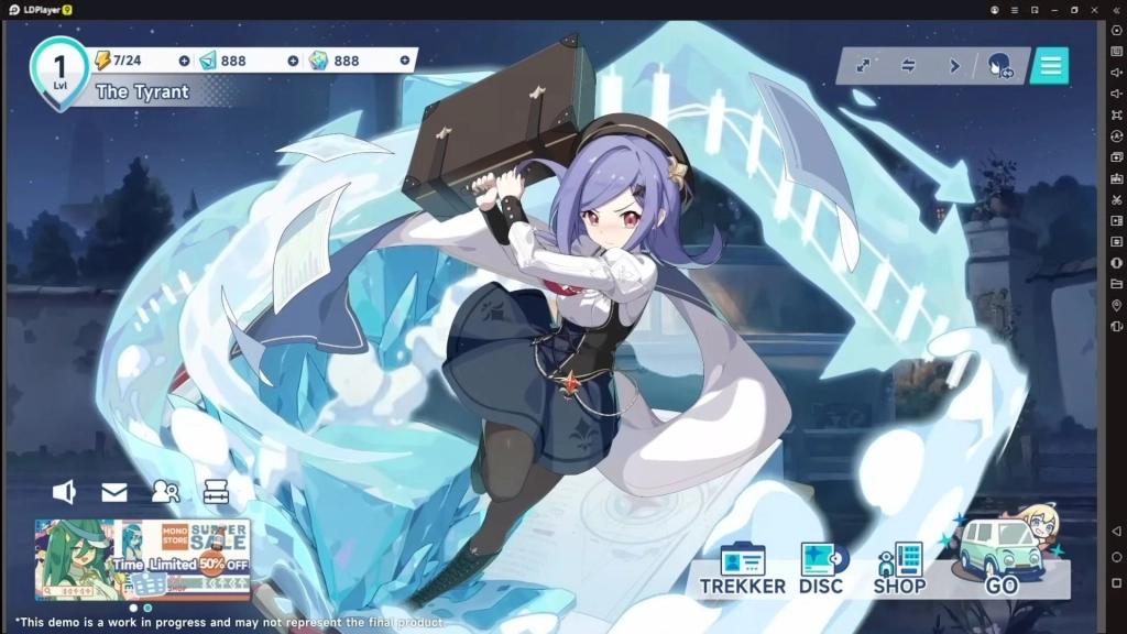 Salah satu Trekker sedang memegang koper dan aura biru di belakang.