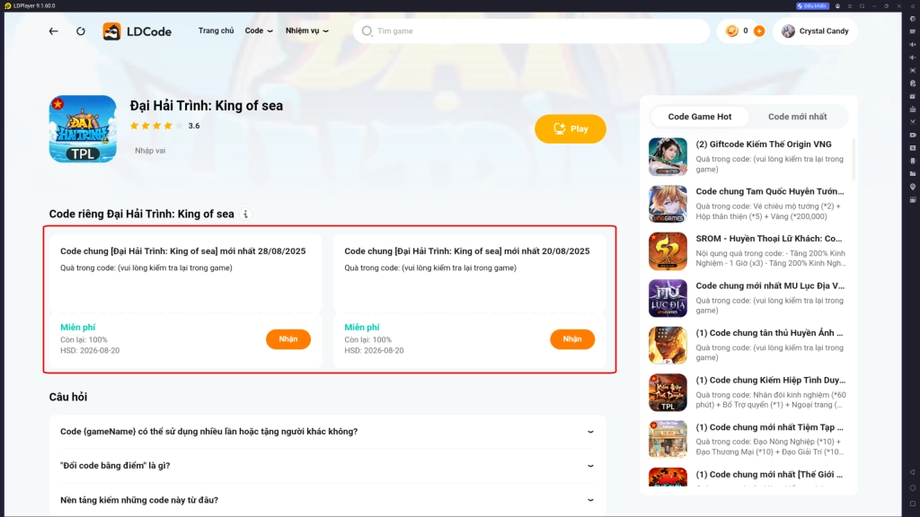 Full bộ code Đại Hải Trình: King of sea - Hướng dẫn cách nhập chi tiết