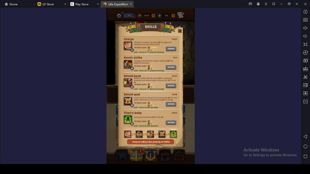 Activate and Upgrade Character Skills h2