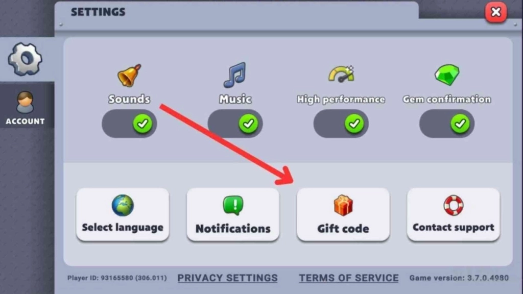 Redeeming Process for the Codes 