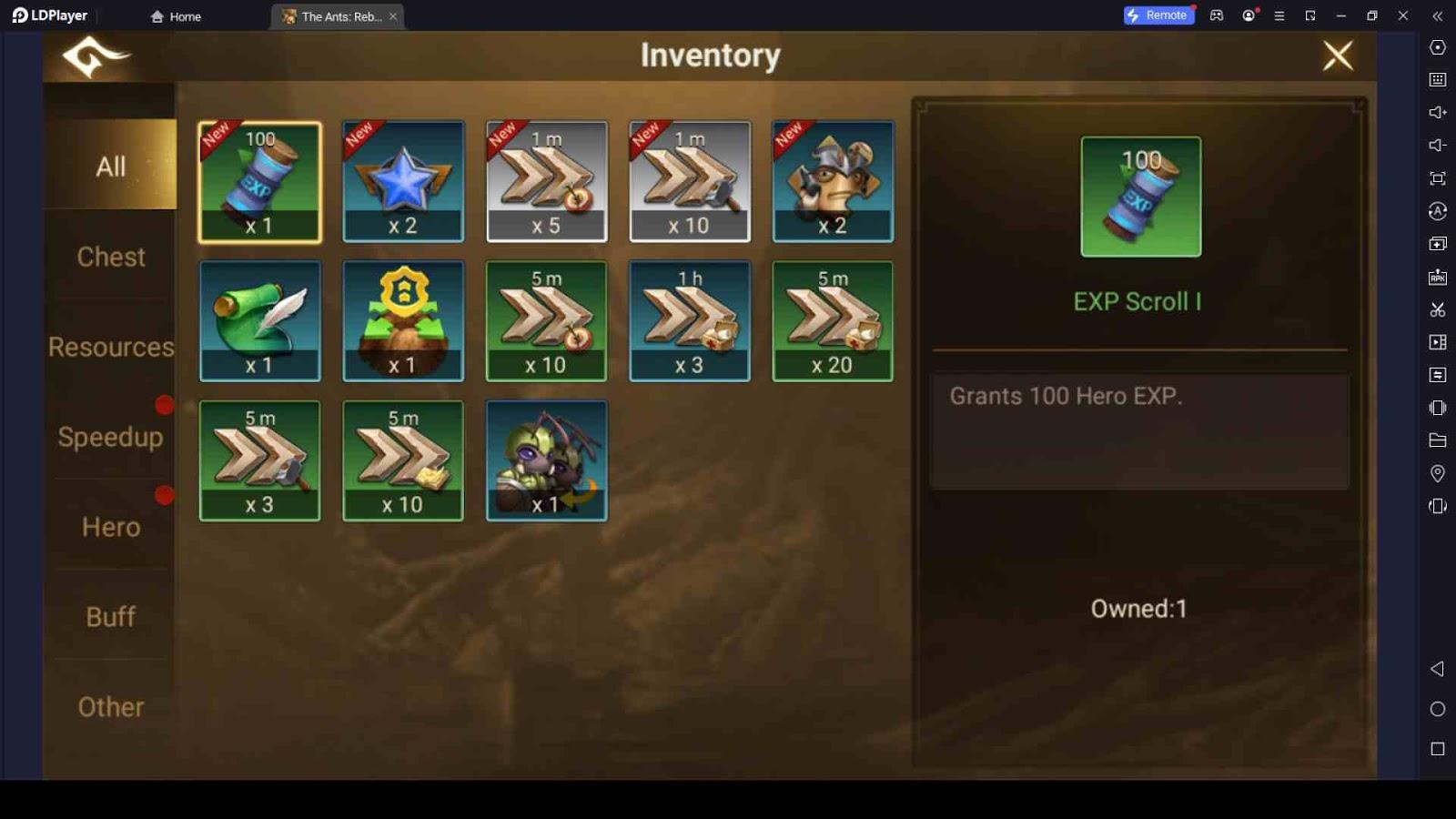 Go to the Inventory